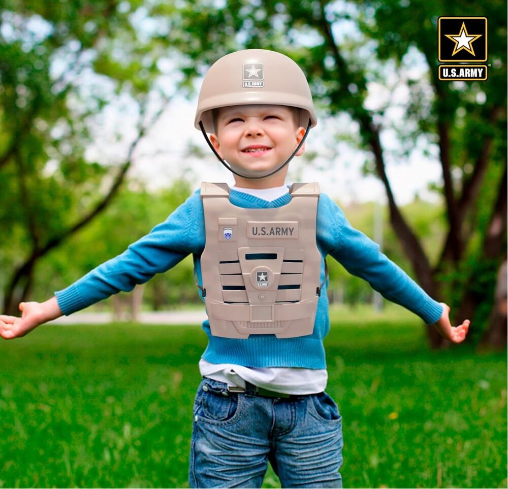 Lollipop US Army Costume Military Gear Toy Set Combat Helmet Tactical Vest Beige
